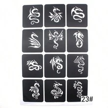 Temporary Tattoo Pen With Tattoo Templates Set - Ink-Based, Alcohol-Free, Skin-Friendly Body And Facial Coloring Tattoo Marker For Temporary Body Art - Multicolor - View 31