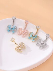 1pc Zirconia Bow Navel Piercing - a belly button ring - View 12