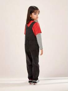 Annil Tween Girl Denim Straps And Pants Black - Black - View 2