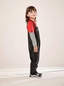 Annil Tween Girl Denim Straps And Pants Black - Black - View 3