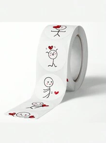 1/2 Roll 500pcs Matchstick Cartoon Cute Stickers, Creative Round Label Stickers For Kids Scrapbooking & Sealing - 1 Roll Of Stickman Stickers - View 10