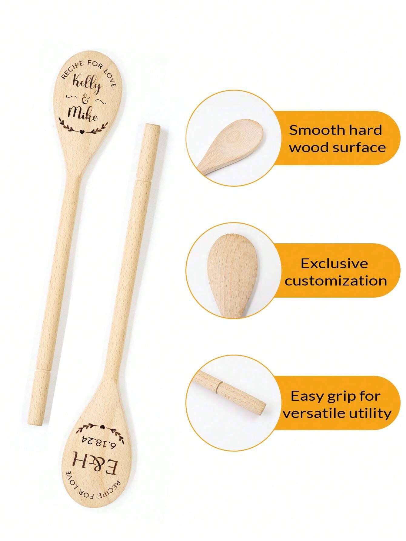 1pc, Personalized Wedding Wooden Spoons Unique Bridal Shower And Couple