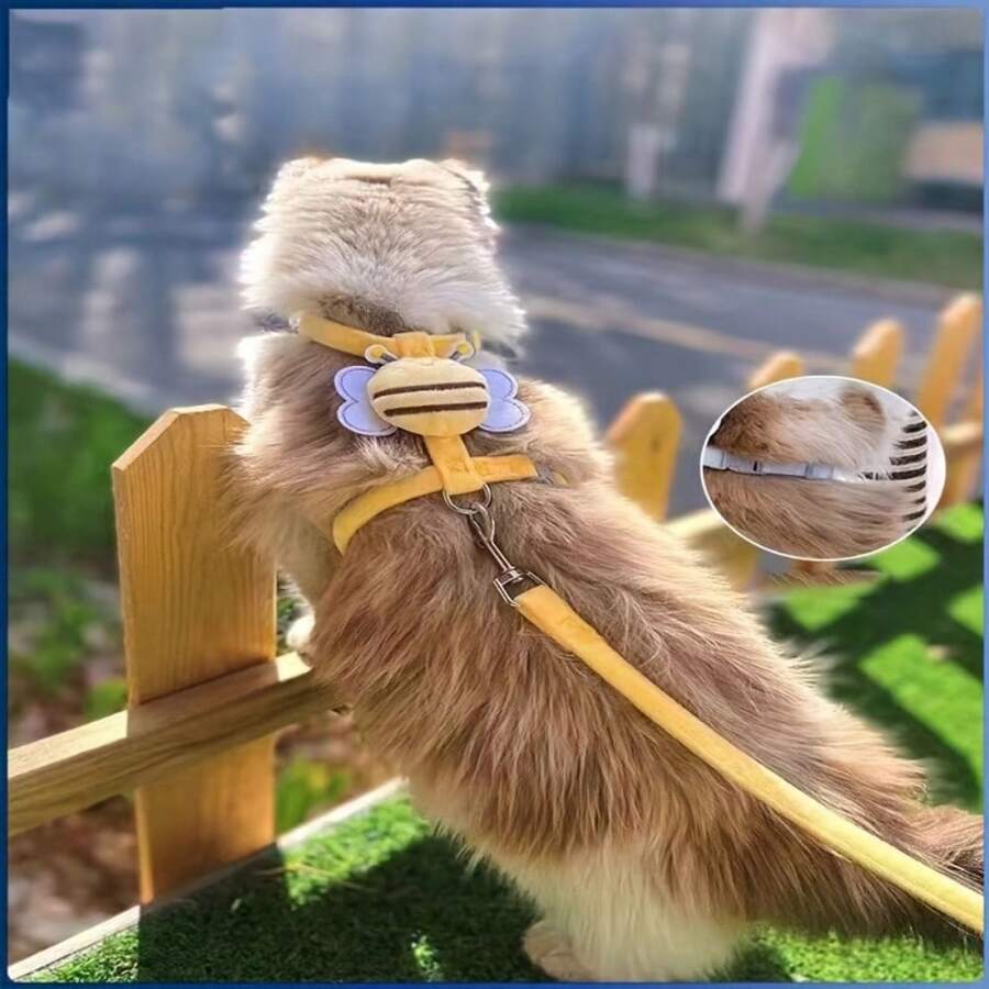 Correas para mascotas con forma de dibujos animados lindas para gatos y perros, incluyendo una correa con forma isósceles, una correa suave y amigable para gatos con forma de abeja, correa con forma de conejito y perro, diseño antiescape - Multicolor - Ver 1