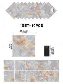 10入裝/包水晶膜PVC自粘可移除大理石圖案家居裝飾壁紙，適用於DIY健身房宿舍客廳浴室臥室牆壁，櫥櫃，酒櫃，桌子，門美化 - 彩色 - 查看 44