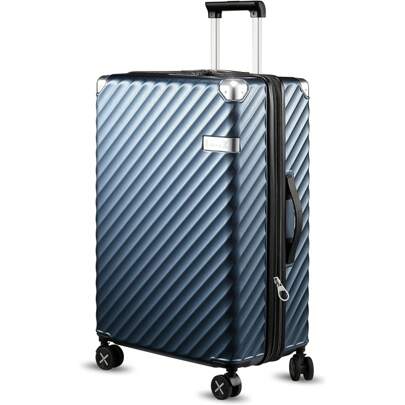 1pcs Luggage With Spinner Wheels, Polycarbonate Expandable Hard Shell Suitcase, Checked Large 27 Inch, Blue