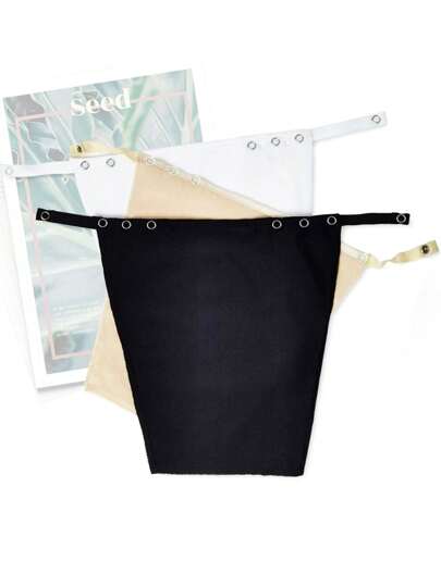 3pcs Women's Black And White Ice Silk Anti-Light Adjustable Strapless Camisole With Three Gear Dark Buckle And One-Piece False Collar, Suitable For Daily Wear Accessories Women