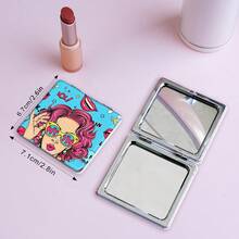 1件酷女郎便攜式化妝鏡，可折疊和輕便，不鏽鋼鍍納米銀電鍍框架，精美設計，適合所有年齡和場合，獨特的可摺疊結構確保耐用性和可靠性，方便攜帶作為口袋鏡，獨特精美的設計非常適合日常使用、假期、生日、情人節、復活節和婚禮禮物，非常適合旅行、派對、工作和學校等場合，適合所有年齡和性別，是給情人、學生、教師、朋友、姐妹、女性、女孩、父親、母親、祖父母、姨媽、侄女和同事的完美禮物。 - 彩色 - 查看 3