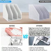 1入組三部分折疊式書架，可延伸＆縮回的書架，帶有摺疊文件夾/桌面組織架，適合學生使用 - 三聯白色均碼 - 查看 9