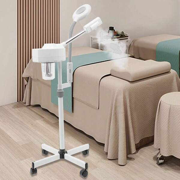 Gesichtsdampfer, Bedampfer mit Lupenleuchte Dampfgerät für Gesicht Gesichtssauna Bedampfer Dampf Maschine Facial Steamer Feuchtigkeitsspendende Schönheit Instrument,für Zuhause Salon Spa