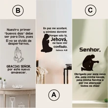 1 peça Adesivo de Parede em Espanhol Bíblia Salmo 4:8 Cristão Jesus Oração Decalque Decoração de Casa Para Sala de Estar Quarto