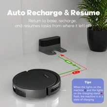 Robot Vacuum And Mop, 4000Pa Strong Suction Power Vacuum Mop Robot, Wi-Fi/App/Alexa, Self-Charging Robotic Vacuum For Hard Floor, Pet Hair And Low-Piled Carpet, Slim Design, Black - 查看 6