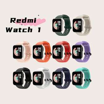 1pc Men Women Leisure Comfortable Sporty Solid Color Silicone Watchband Compatible With Xiaomi Mi Watch 1 Lite/Redmi Watch 1 ,10 Colors Available For Selection As A Gift For Students Returning To School