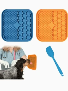 寵物餵食和沐浴分心墊-慢餵食墊與矽膠分配器專為狗設計-舔墊可培養健康的飲食習慣，令沐浴時免於緊張不安 - 彩色 - 查看 1