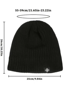 1件簡約休閒雪花拼接純色保暖針織毛帽，中性時尚百搭骷髏帽，適合秋冬 - 彩色 - 查看 7