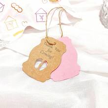 50入組卡片造型感謝/生日/洗禮/派對裝飾紙牌標籤，適用於服裝店、童裝裝飾、紀念品和祝福 - 粉色 - 查看 3