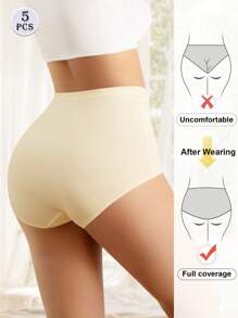MIOTAN 5 piezas Bragas triangulares de cintura alta para mujer, que moldea el Body, control de vientre, piel amigable y cómodas