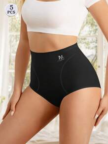 MIOTAN 5 piezas Bragas triangulares de cintura alta para mujer, que moldea el Body, control de vientre, piel amigable y cómodas