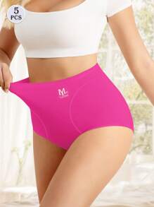 MIOTAN 5 piezas Bragas triangulares de cintura alta para mujer, que moldea el Body, control de vientre, piel amigable y cómodas