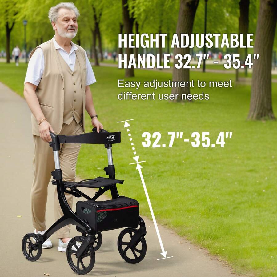 VEVOR Folding Rollator Walker For Seniors And Adults, Lightweight