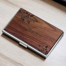 個性化木製名片盒，可定制名字，金屬信用卡套，男士商務卡片套，同事禮物，父親禮物，聖誕禮物 - 彩色 - 查看 4