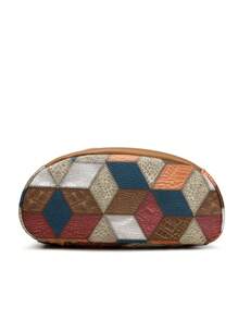 1pc Color-Block Rhombic Check Fabric Decorated Anti-Theft Large Capacity Backpack Suitable For Women's Daily Use, School Backpack - Multicolor - View 9