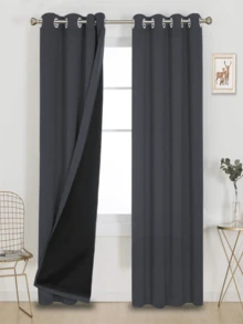 BONZER 具有黑色內襯的卧室隔熱遮光窗簾，降噪扣眼窗簾2片 - 多色/多規格 - 查看 1