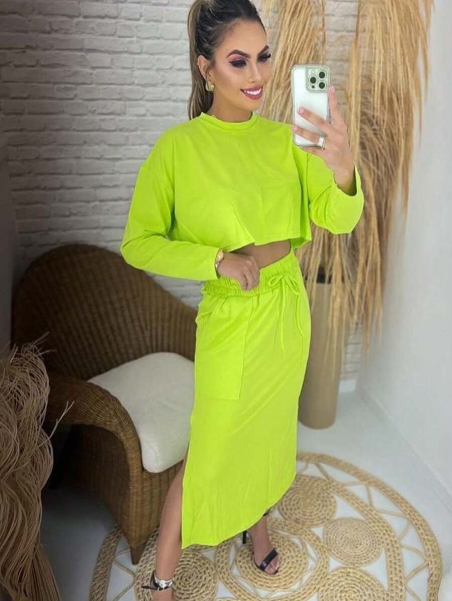 Women Two-Piece Outfits - Màu xanh chanh - Xem 1
