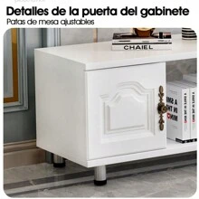 Rack Mueble Tv  Estilo Vintage Minimalista Moderna Ajustável - Blanco - Ver 5