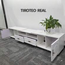 Rack Mueble Tv  Estilo Vintage Minimalista Moderna Ajustável - Blanco - Ver 7