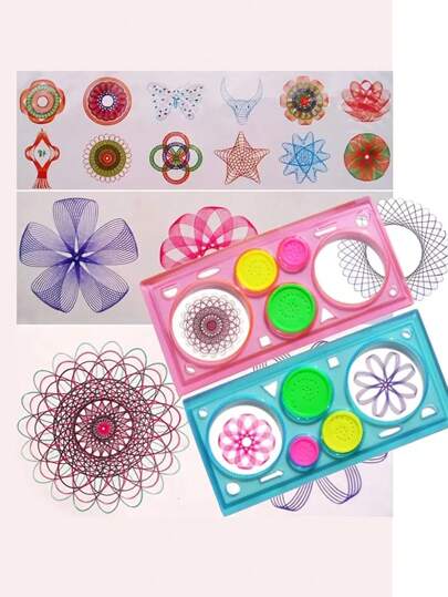 Flower Patterned Ruler Set, Floral Curve Ruler, Student Drawing Drafting Template With Hollowed-Out Flower Designs