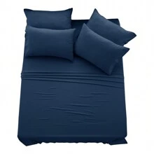 Ultra-Soft 1800 Series Deep Pocket Bed Sheet Set (6-Piece) - 藏蓝色 - 查看 3