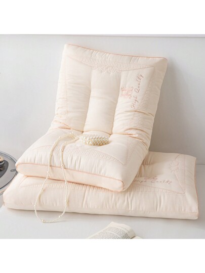 1pc Exquisite European Geborduurde Zijden Like Fabric Section Kussen Neck Back Support, Medium Height Core Home Bedding, Moisture Absorbing Breathable Pillow, Living Room Bedroom view 7