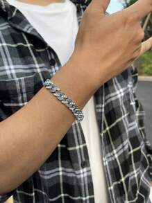 For Women Men Punk Hip Hop Style Rock Party Full Rhinestone Gorgeous Decor Bracelet Alloy Material For Party - Multicolor - View 2