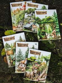 1 包（25 张）森林动物日记贴纸，复古创意美学粘性贴花，DIY 装饰拼贴手工材料，节日礼物，个性化剪贴簿学校文具用品，学校用品，返校 - 彩色 - 查看 1