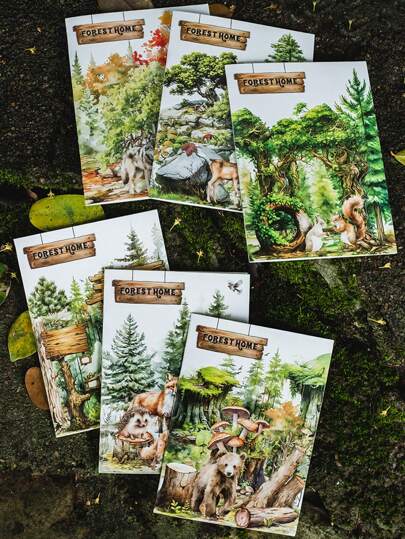 1 包（25 张）森林动物日记贴纸，复古创意美学粘性贴花，DIY 装饰拼贴手工材料，节日礼物，个性化剪贴簿学校文具用品，学校用品，返校