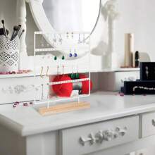 Earring Holder Stand, Earring Organizer Display Holder Stand For Hanging Earrings(88 Holes & 4 Layers) (White) Back To School Dormitory Storage - White - View 6