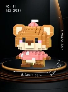 1pc Small Particle Forest Animal Series Building Blocks Toy, Micro Creative Cartoon Animal Model Assembly Toy, Includes Lion, Goat, Chicken, Elephant, Hamster, Penguin, Horse, Crocodile, Rhinoceros, Deer, Bear, Tiger And 12 Styles. Cute Mini Decorative Item, Suitable For Home, Party, Office Decor. Best Birthday Holiday Gift For Friends, Room Decoration. - Multicolor - View 17
