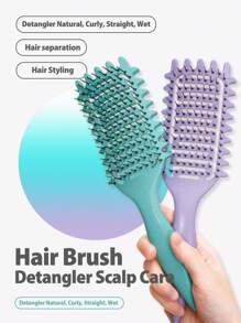 彈力和捲曲鬆軟造型梳 - 輕鬆卷曲和增加髮量的工具 - 靈活的毛刷可塑造、拉伸和造型 - 適用於女性頭髮，日常使用，適用於所有頭髮類型新款Bounc And Curl Define造型刷直髮空心款1入，麥秸秆通風梳理髮梳造型定義刷頭髮造型工具Bounc And Curl Brush - 彩色 - 查看 2