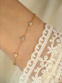1 Pc 925 Pulseira de Prata Esterlina para Mulheres Pulseira da Moda Ouro 18K Adequado para Festa Feliz Páscoa Jóias Finas