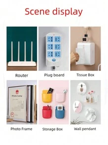 10 Pairs Of Hooks For Wall-Mounted Multi-Functional Router Shelf, Adhesive Patch Power Strip Holder Without Drilling, Traceless  Fastener. Random Direction For Adhesive Opening. - 10 Pairs Of Seamless Mother-child Patches - View 3