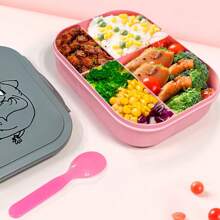 Adorable Square Lunch Box Set 2 Pieces Bento Box With Cup, Flip Top Lid Dividers Reusable Washable Water Cup Included Perfect Portable Meal Solution For Work Or School - Multicolor - View 4