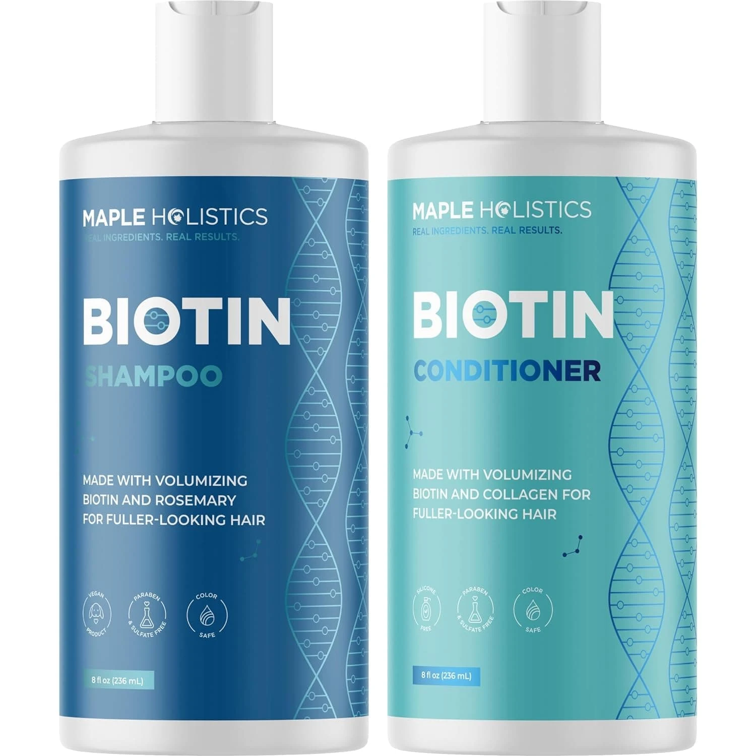 Maple Holistics Volumizing Biotin Shampoo And Conditioner Set - Sulfate Free Shampoo And Conditioner For Dry Damaged Hair Care - Thinning Hair Shampoo And Conditioner With Nourishing Biotin And Rosemary Oil (8oz Set) - 彩色 - 查看 1