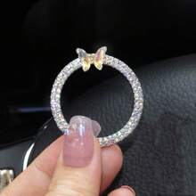 Funkelnder Ring Emblem Kfz-Zubehör - Strass Kristall Ring für Autotasten und Knöpfe, Start-Knopf, Zündschlüssel und Knauf Ring für Frauen