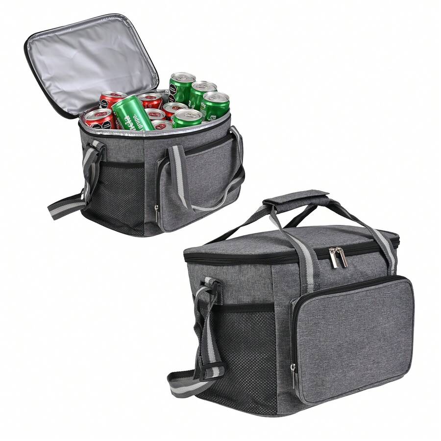 Lonchera Termica De Gran Capacidad Con Correas 15l Hielera - Gris - Ver 1