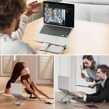 TOPESEL Adjustable Laptop Stand, Aluminum Portable Laptop Riser Holder, Ergonomic Foldable Notebook Stand With Heat-Vent, Compatible For , ASUS, Acer, Dell, HP (10-16'') - ST03-銀色 - 查看 6