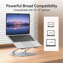 TOPESEL Adjustable Laptop Stand, Aluminum Portable Laptop Riser Holder, Ergonomic Foldable Notebook Stand With Heat-Vent, Compatible For , ASUS, Acer, Dell, HP (10-16'') - ST03-銀色 - 查看 5