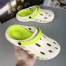 男士时尚户外超大码木屐休闲拖鞋耐磨防滑两用凉鞋，适合室内外活动，夏季新品上市 - 白綠 - 查看 4