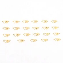 1pc New Stainless Steel Double Heart Letter Adjustable Gold Beaded Chain Bracelet For Women - Yellow Gold - View 4