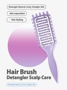 彈力和捲曲鬆軟造型梳 - 輕鬆卷曲和增加髮量的工具 - 靈活的毛刷可塑造、拉伸和造型 - 適用於女性頭髮，日常使用，適用於所有頭髮類型新款Bounc And Curl Define造型刷直髮空心款1入，麥秸秆通風梳理髮梳造型定義刷頭髮造型工具Bounc And Curl Brush - 彩色 - 查看 12