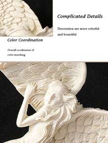 1入組門框天使裝飾雕像飾品，古怪的天使雕塑左/右門角天使裝飾，樹脂壁雕工藝，復古天使雕塑裝飾用於門飾 - 彩色 - 查看 4